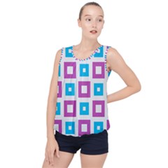 Pattern Plaid Bubble Hem Chiffon Tank Top