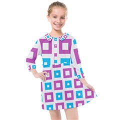 Pattern Plaid Kids  Quarter Sleeve Shirt Dress