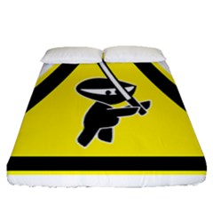 Ninja Signs Symbols Sword Fighter Fitted Sheet (queen Size) by Sudhe