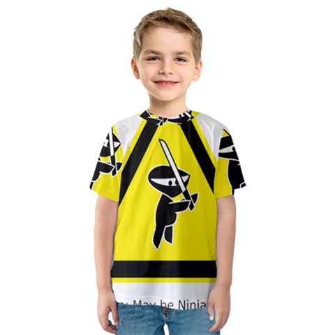 Ninja Signs Symbols Sword Fighter Kids  Sport Mesh Tee by Sudhe