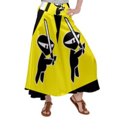 Ninja Signs Symbols Sword Fighter Satin Palazzo Pants by Sudhe