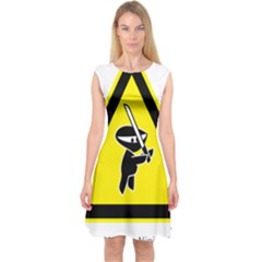 Ninja Signs Symbols Sword Fighter Capsleeve Midi Dress by Sudhe