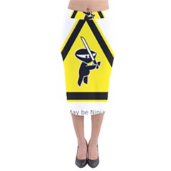 Ninja Signs Symbols Sword Fighter Velvet Midi Pencil Skirt by Sudhe