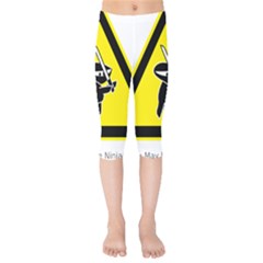 Ninja Signs Symbols Sword Fighter Kids  Capri Leggings  by Sudhe