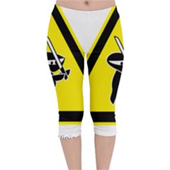 Ninja Signs Symbols Sword Fighter Velvet Capri Leggings  by Sudhe