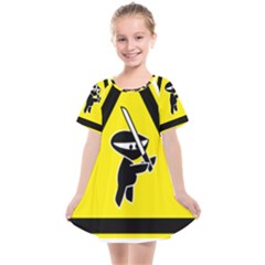 Ninja Signs Symbols Sword Fighter Kids  Smock Dress by Sudhe