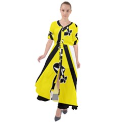 Ninja Signs Symbols Sword Fighter Waist Tie Boho Maxi Dress by Sudhe