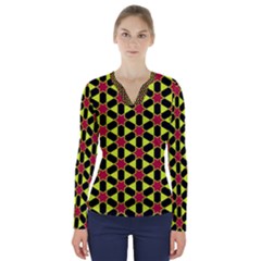 Pattern Texture Backgrounds V-neck Long Sleeve Top