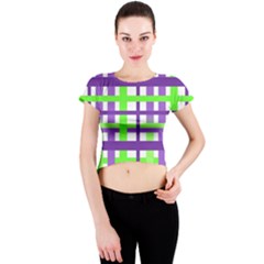 Plaid Waffle Gingham Crew Neck Crop Top