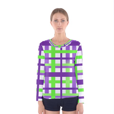 Plaid Waffle Gingham Women s Long Sleeve Tee by HermanTelo