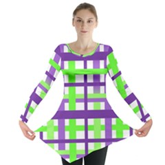 Plaid Waffle Gingham Long Sleeve Tunic  by HermanTelo