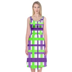 Plaid Waffle Gingham Midi Sleeveless Dress by HermanTelo