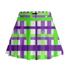 Plaid Waffle Gingham Mini Flare Skirt