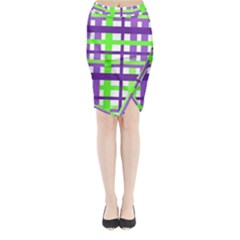 Plaid Waffle Gingham Midi Wrap Pencil Skirt by HermanTelo