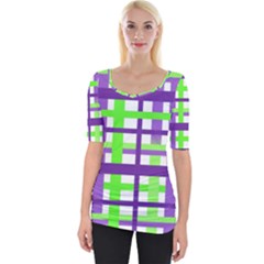 Plaid Waffle Gingham Wide Neckline Tee