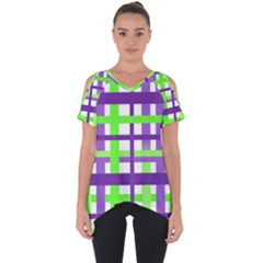 Plaid Waffle Gingham Cut Out Side Drop Tee by HermanTelo