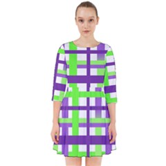 Plaid Waffle Gingham Smock Dress