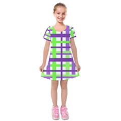 Plaid Waffle Gingham Kids  Short Sleeve Velvet Dress