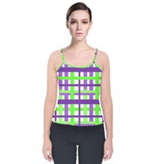 Plaid Waffle Gingham Velvet Spaghetti Strap Top