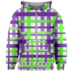 Plaid Waffle Gingham Kids  Zipper Hoodie Without Drawstring