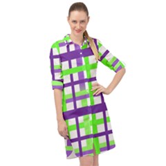 Plaid Waffle Gingham Long Sleeve Mini Shirt Dress by HermanTelo