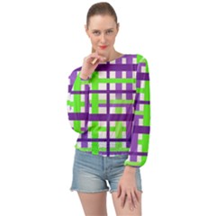 Plaid Waffle Gingham Banded Bottom Chiffon Top