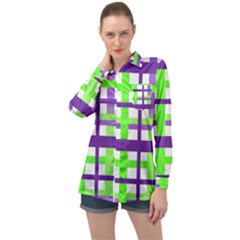 Plaid Waffle Gingham Long Sleeve Satin Shirt