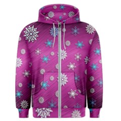 Snowflakes Winter Christmas Purple Men s Zipper Hoodie