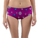 Snowflakes Winter Christmas Purple Reversible Mid-Waist Bikini Bottoms View1