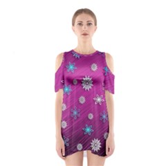 Snowflakes Winter Christmas Purple Shoulder Cutout One Piece Dress