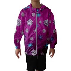 Snowflakes Winter Christmas Purple Kids  Hooded Windbreaker