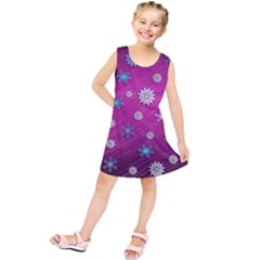 Snowflakes Winter Christmas Purple Kids  Tunic Dress by HermanTelo