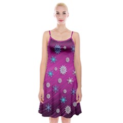 Snowflakes Winter Christmas Purple Spaghetti Strap Velvet Dress