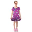 Snowflakes Winter Christmas Purple Kids  Short Sleeve Velvet Dress View1