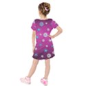 Snowflakes Winter Christmas Purple Kids  Short Sleeve Velvet Dress View2