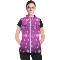 Snowflakes Winter Christmas Purple Women s Puffer Vest