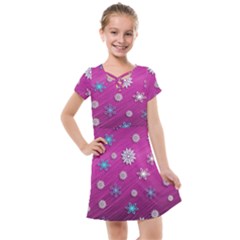 Snowflakes Winter Christmas Purple Kids  Cross Web Dress by HermanTelo