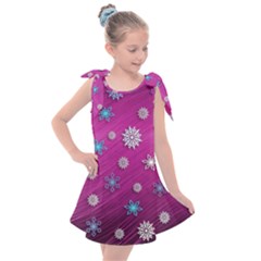 Snowflakes Winter Christmas Purple Kids  Tie Up Tunic Dress by HermanTelo