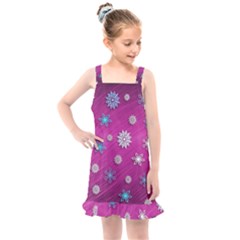 Snowflakes Winter Christmas Purple Kids  Overall Dress by HermanTelo