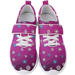 Snowflakes Winter Christmas Purple Men s Velcro Strap Shoes by HermanTelo