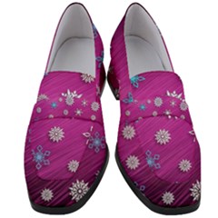 Snowflakes Winter Christmas Purple Women s Chunky Heel Loafers by HermanTelo