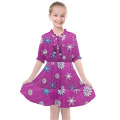 Snowflakes Winter Christmas Purple Kids  All Frills Chiffon Dress by HermanTelo