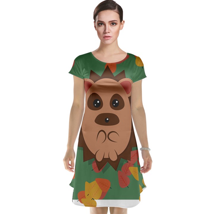 Hedgehog Animal Cute Cartoon Cap Sleeve Nightdress