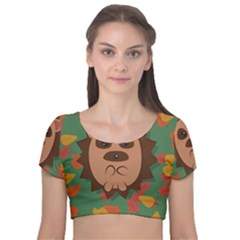 Hedgehog Animal Cute Cartoon Velvet Short Sleeve Crop Top  by Sudhe