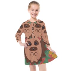 Hedgehog Animal Cute Cartoon Kids  Quarter Sleeve Shirt Dress by Sudhe