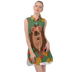 Hedgehog Animal Cute Cartoon Sleeveless Shirt Dress