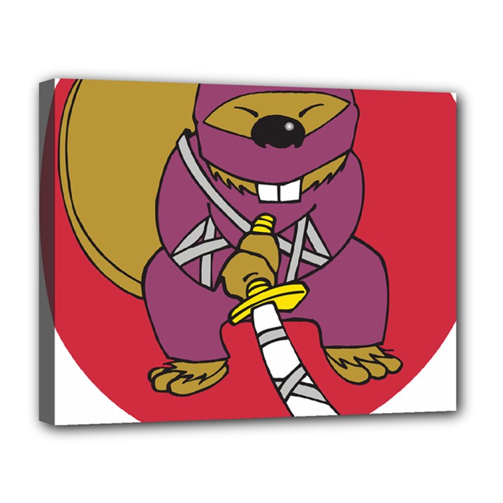 Ninja Beaver Animal Humor Joke Canvas 14  x 11  (Stretched)