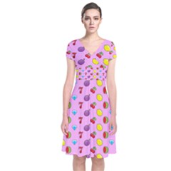 Slot Machine Wallpaper Short Sleeve Front Wrap Dress