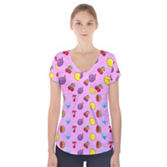 Slot Machine Wallpaper Short Sleeve Front Detail Top