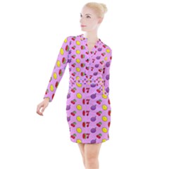 Slot Machine Wallpaper Button Long Sleeve Dress